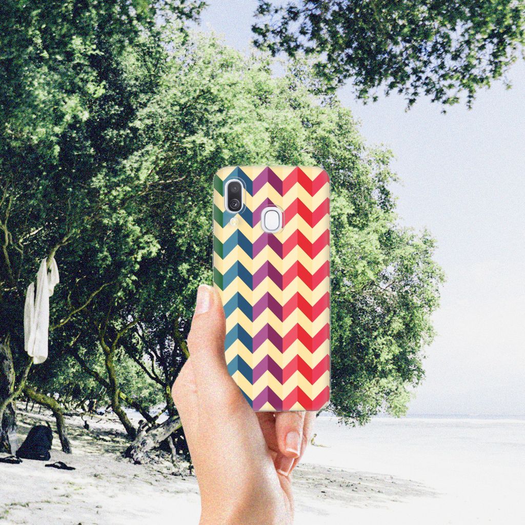 Samsung Galaxy A40 TPU bumper Zigzag Multi Color