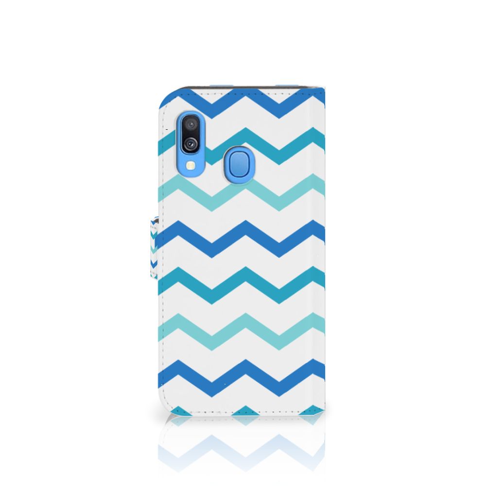 Samsung Galaxy A40 Telefoon Hoesje Zigzag Blauw