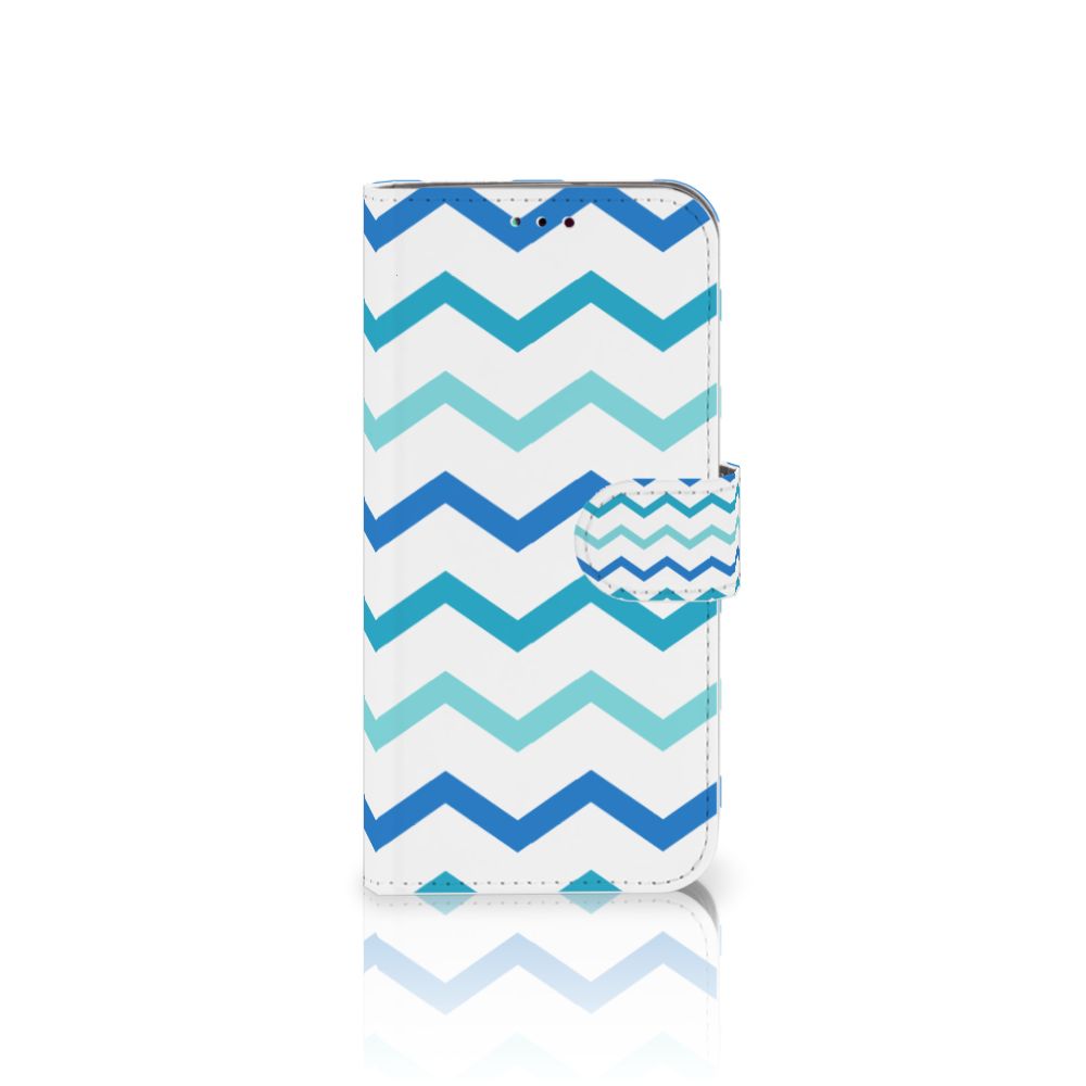 Samsung Galaxy A40 Telefoon Hoesje Zigzag Blauw
