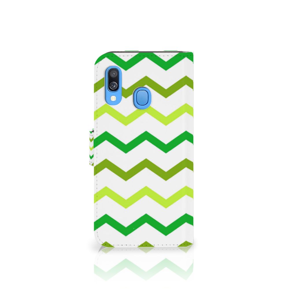Samsung Galaxy A40 Telefoon Hoesje Zigzag Groen