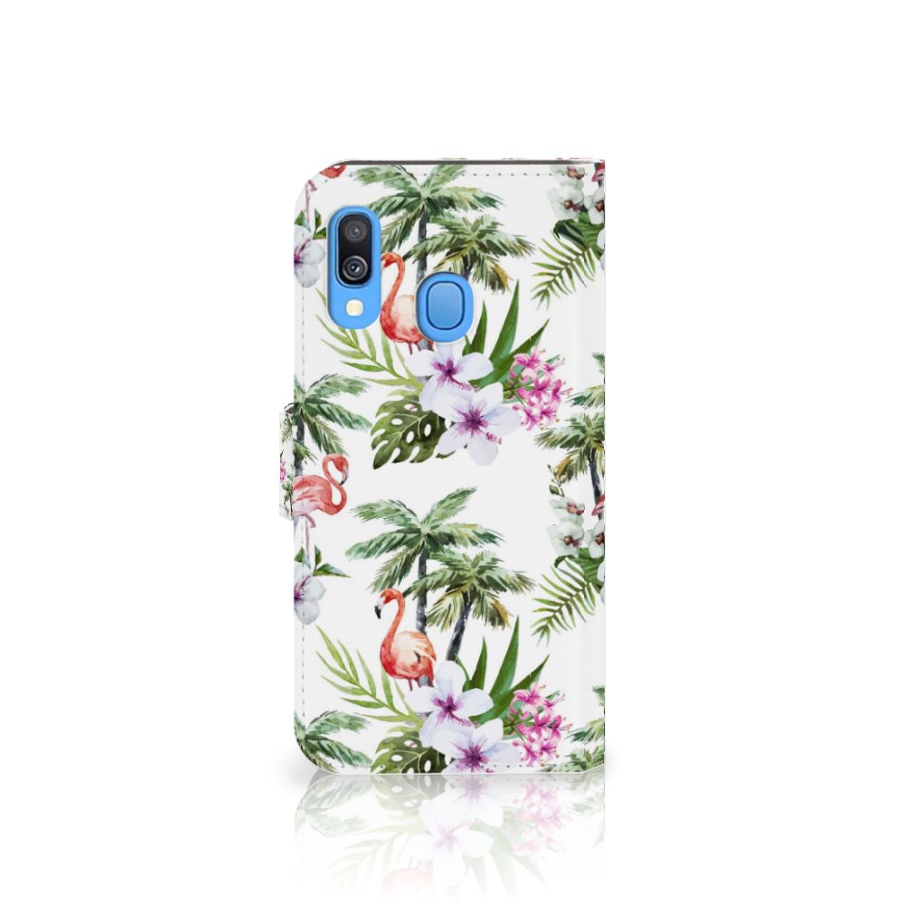 Samsung Galaxy A40 Telefoonhoesje met Pasjes Flamingo Palms