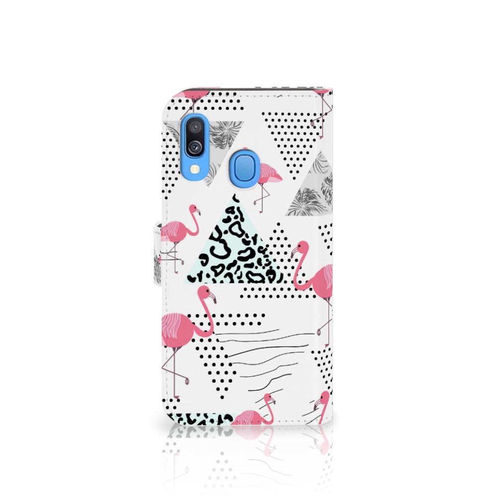 Samsung Galaxy A40 Telefoonhoesje met Pasjes Flamingo Triangle