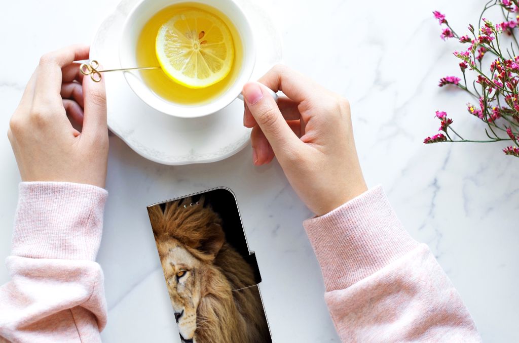 Samsung Galaxy A40 Telefoonhoesje met Pasjes Leeuw