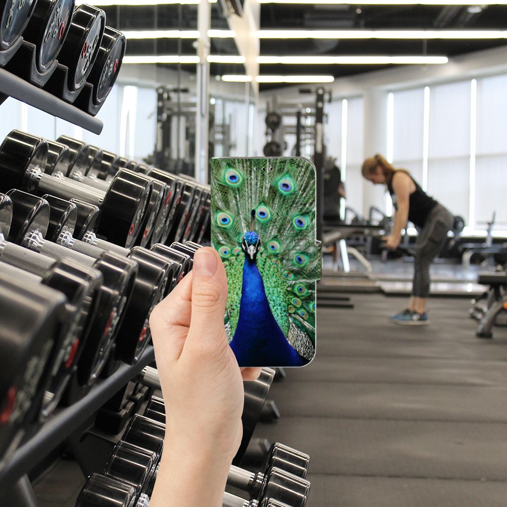 Samsung Galaxy A40 Telefoonhoesje met Pasjes Pauw