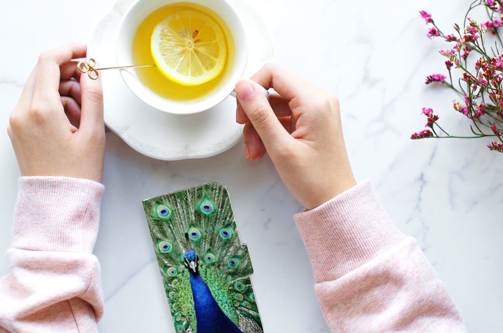 Samsung Galaxy A40 Telefoonhoesje met Pasjes Pauw