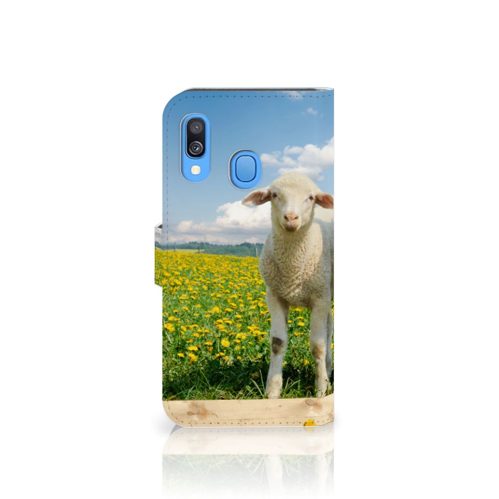 Samsung Galaxy A40 Telefoonhoesje met Pasjes Schaap en Lammetje