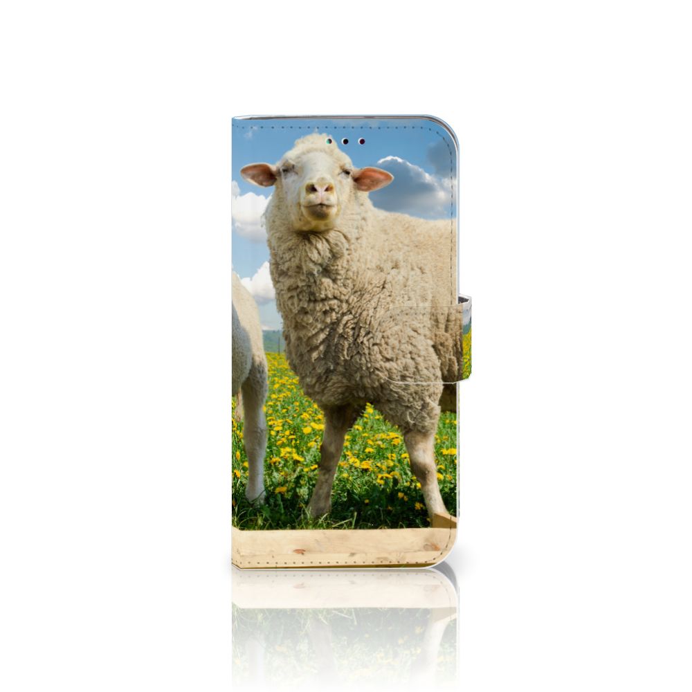 Samsung Galaxy A40 Telefoonhoesje met Pasjes Schaap en Lammetje