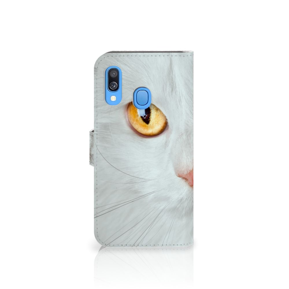 Samsung Galaxy A40 Telefoonhoesje met Pasjes Witte Kat