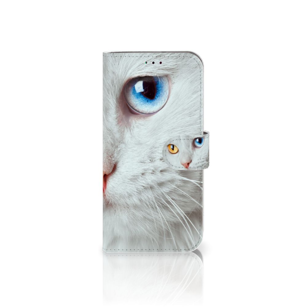 Samsung Galaxy A40 Telefoonhoesje met Pasjes Witte Kat