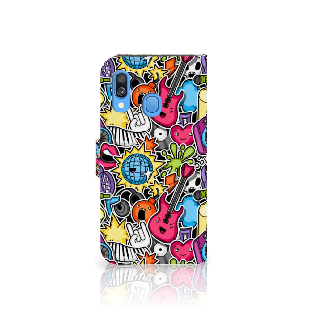 Samsung Galaxy A40 Wallet Case met Pasjes Punk Rock
