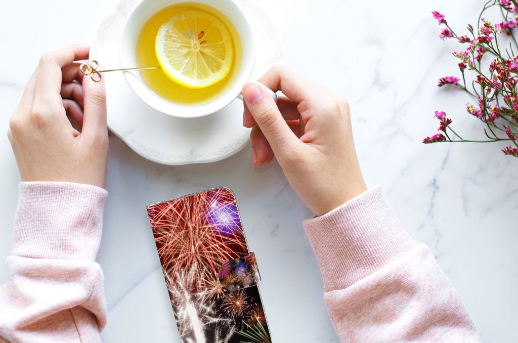 Samsung Galaxy A40 Wallet Case met Pasjes Vuurwerk