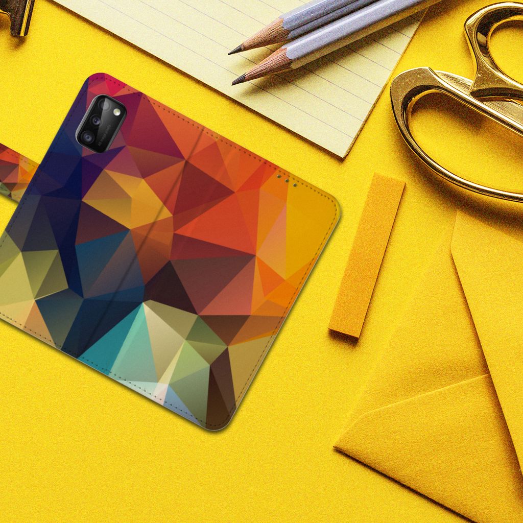 Samsung Galaxy A41 Book Case Polygon Color geometrisch ontwerp kleuren