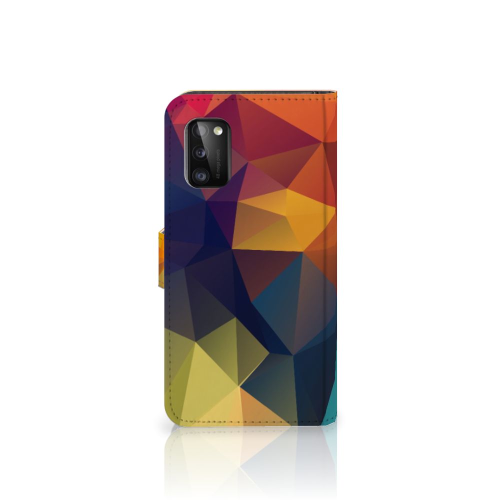 Samsung Galaxy A41 Book Case Polygon Color boek hoesje kleurrijk design zijaanzicht