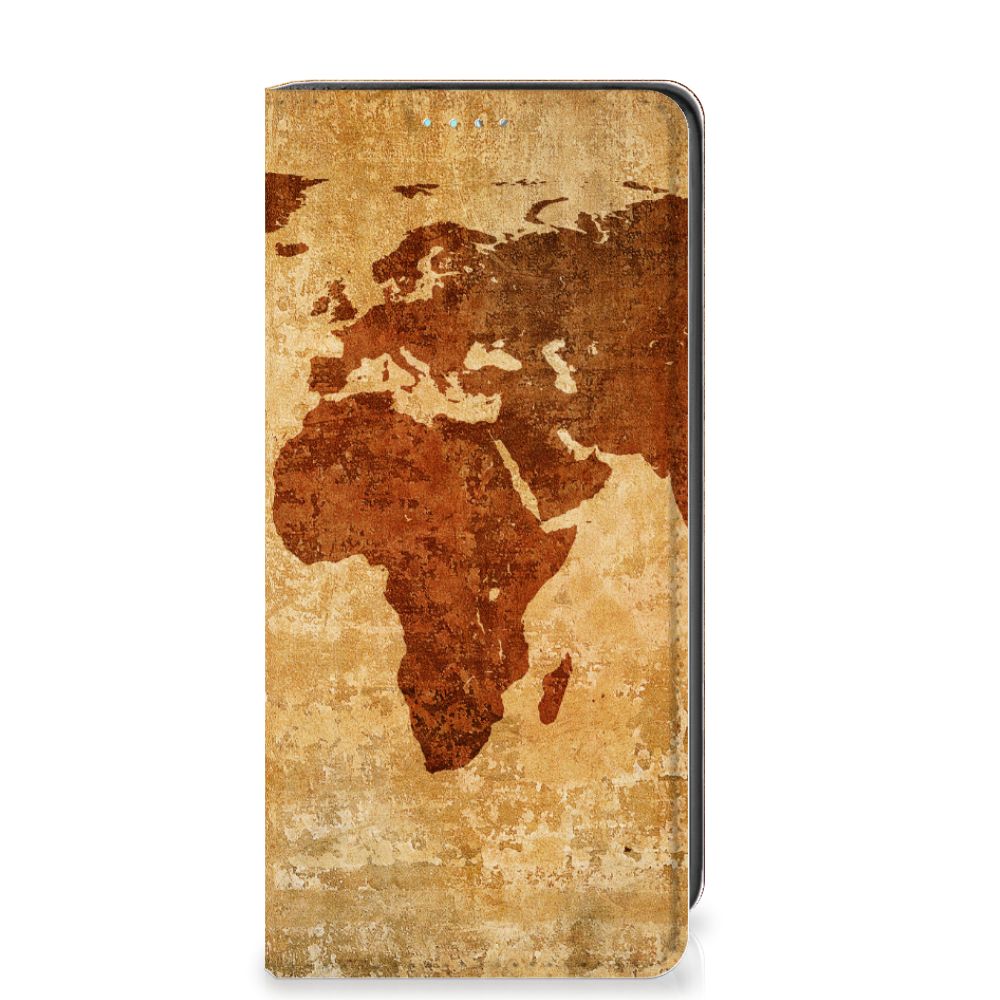 Samsung Galaxy A41 Book Cover Wereldkaart hoesje wereldkaart bruin
