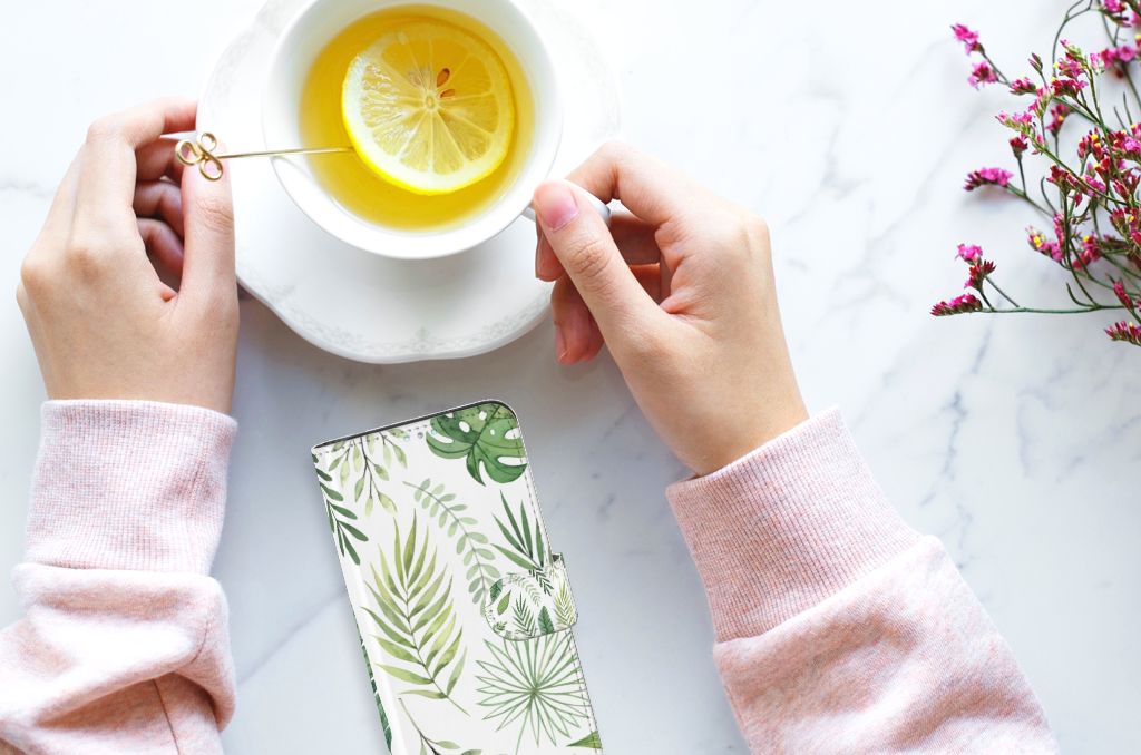 Samsung Galaxy A41 Hoesje Leaves Case Leaves Design Vooraanzicht.