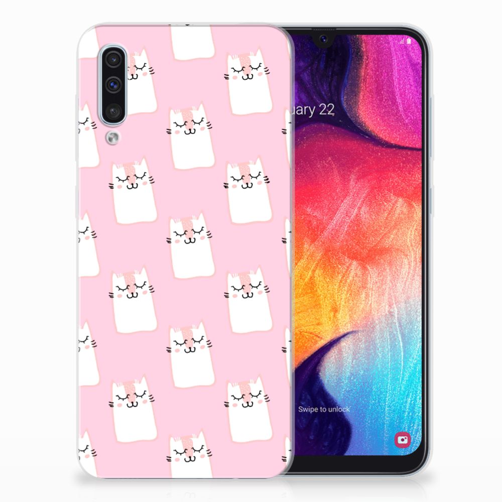 Samsung Galaxy A50 TPU Hoesje Sleeping Cats design voorkant