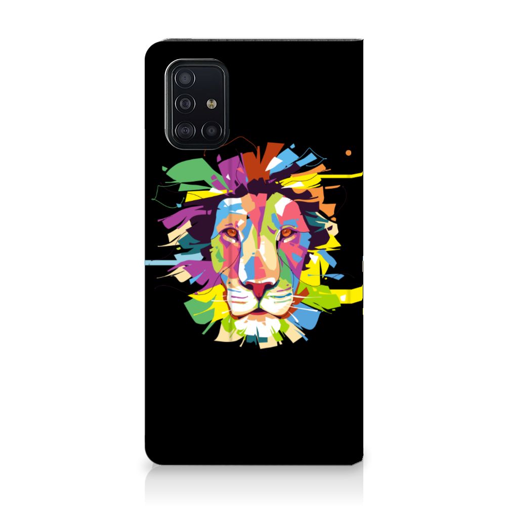 Samsung Galaxy A51 Magnet Case Lion Color telefoonhoesje kleurrijk design voorkant