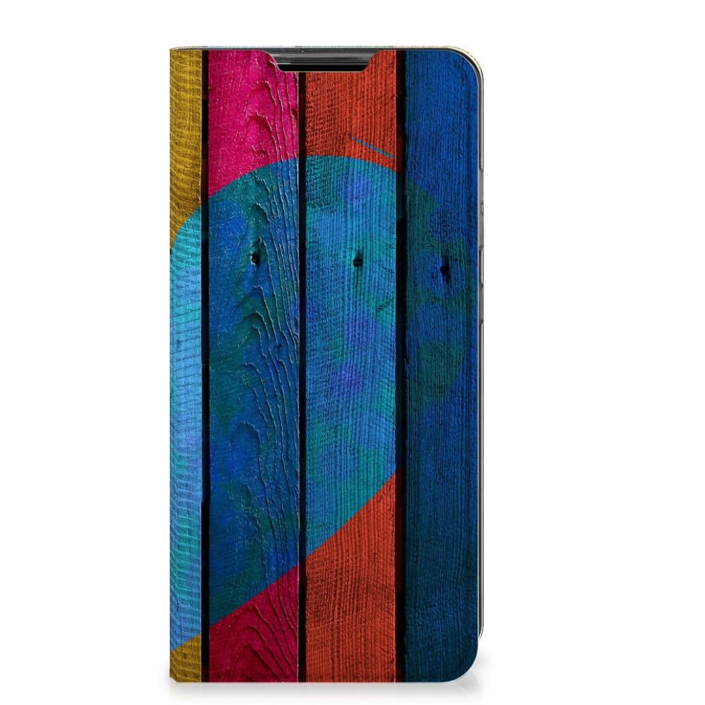 Samsung Galaxy A52 Book Wallet Case Wood Heart - Cadeau voor je Vriend design hout hart aanzicht