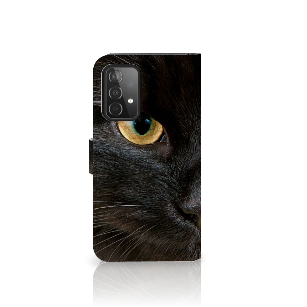 Samsung Galaxy A52 Telefoonhoesje met Pasjes Zwarte Kat design zwart kat aanzicht