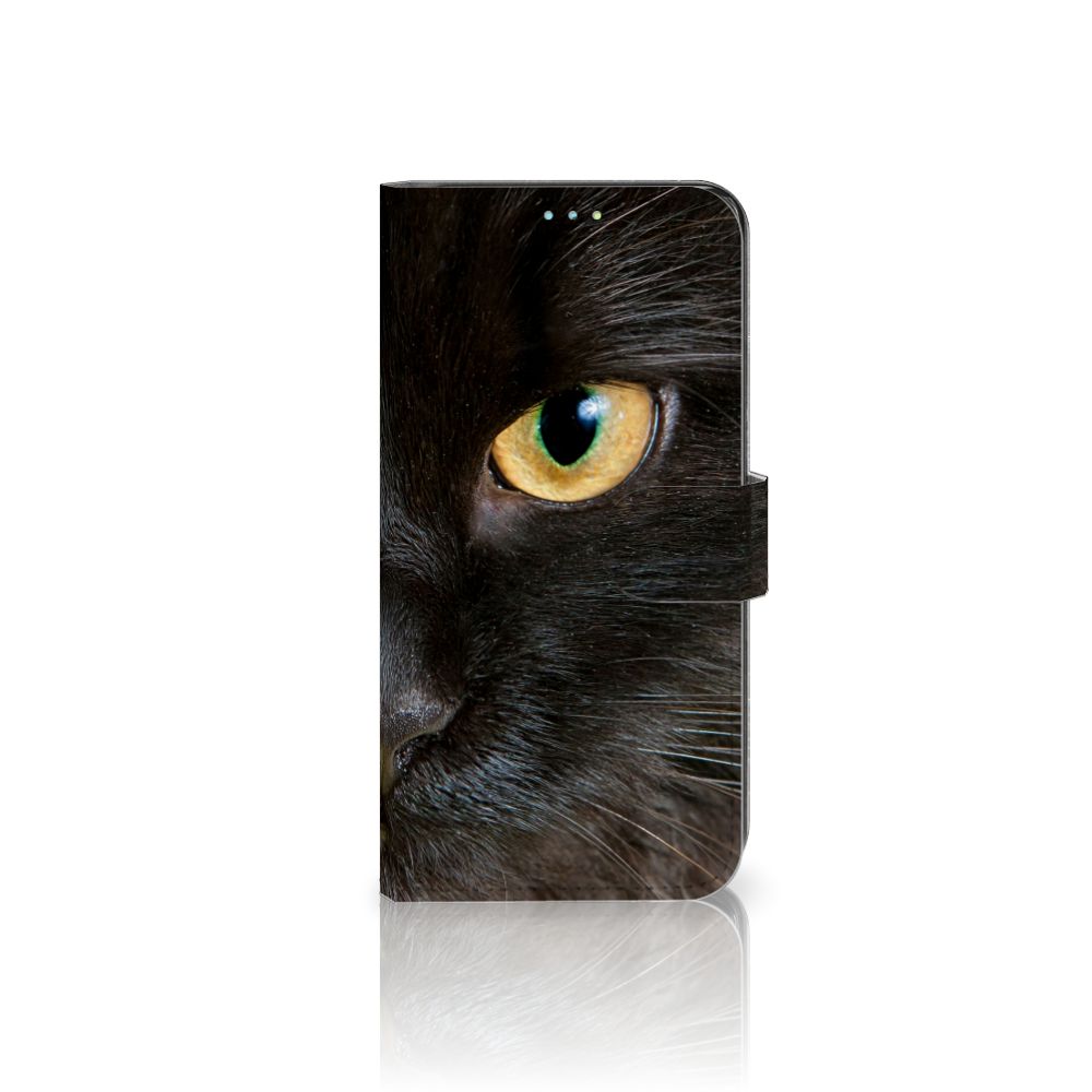 Samsung Galaxy A52 Telefoonhoesje met Pasjes Zwarte Kat design Zwarte Kat aanzicht
