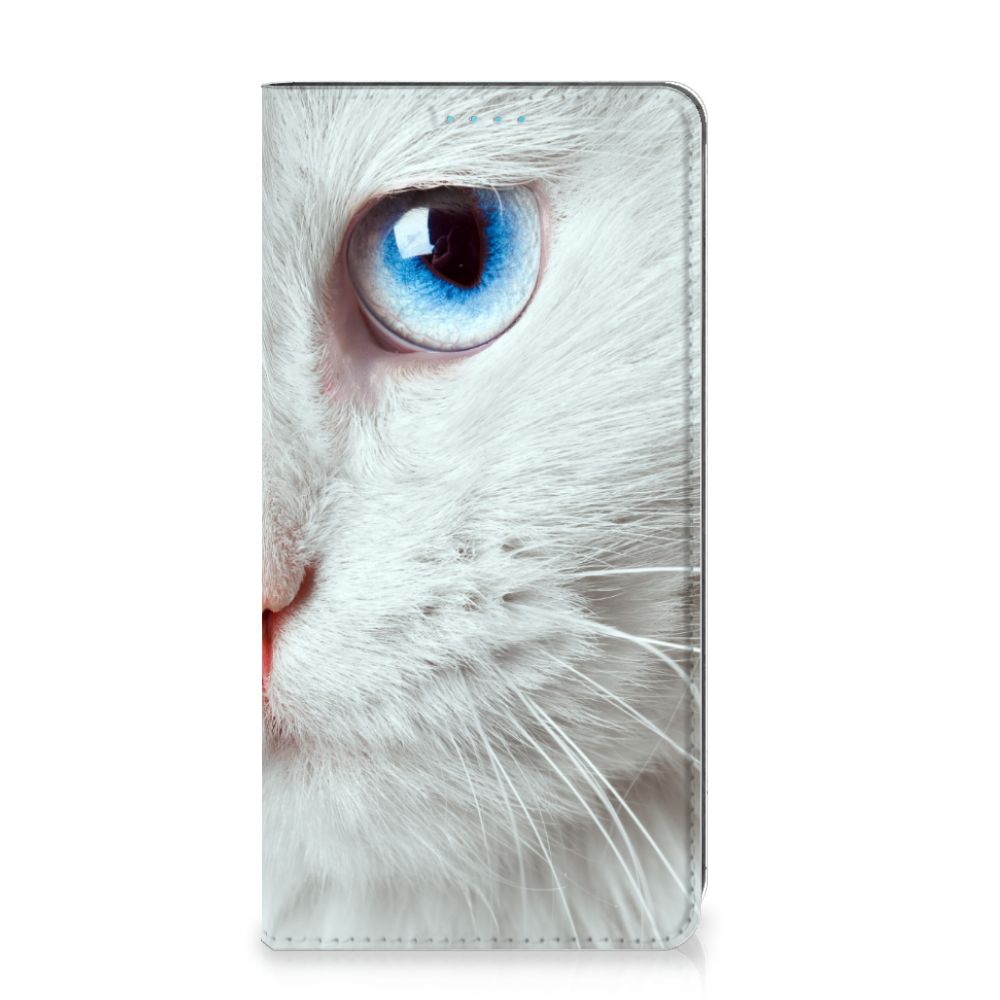 Samsung Galaxy A53 Hoesje maken Witte Kat hoesje witte kat gezicht prominent