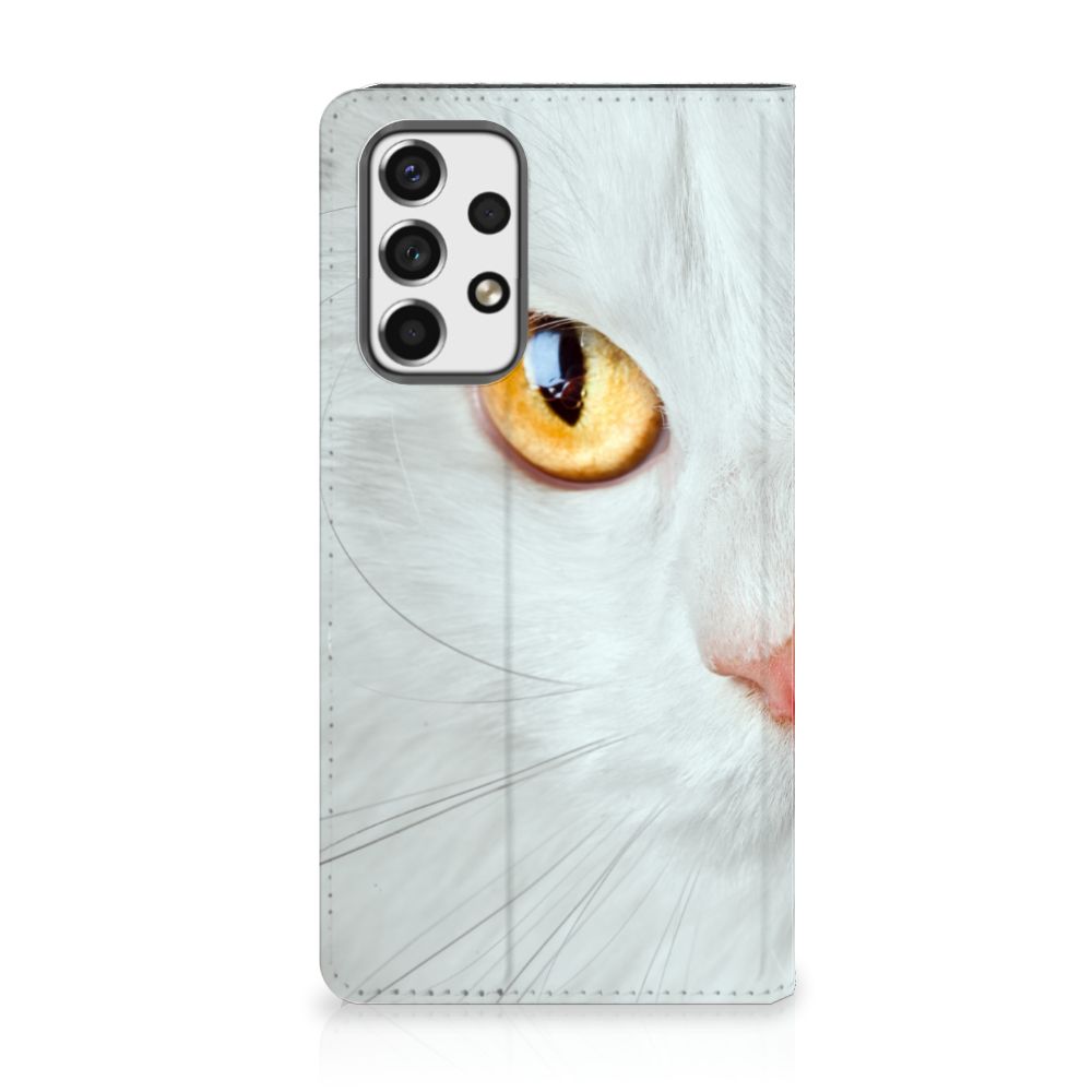 Samsung Galaxy A53 Hoesje maken Witte Kat design witte kat aanzicht