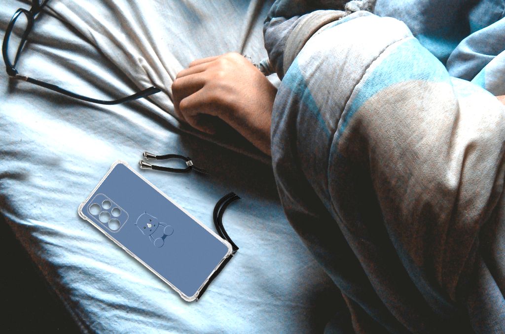 Samsung Galaxy A53 Stevig Bumper Hoesje Baby Rhino telefoonhoesje design bovenaanzicht