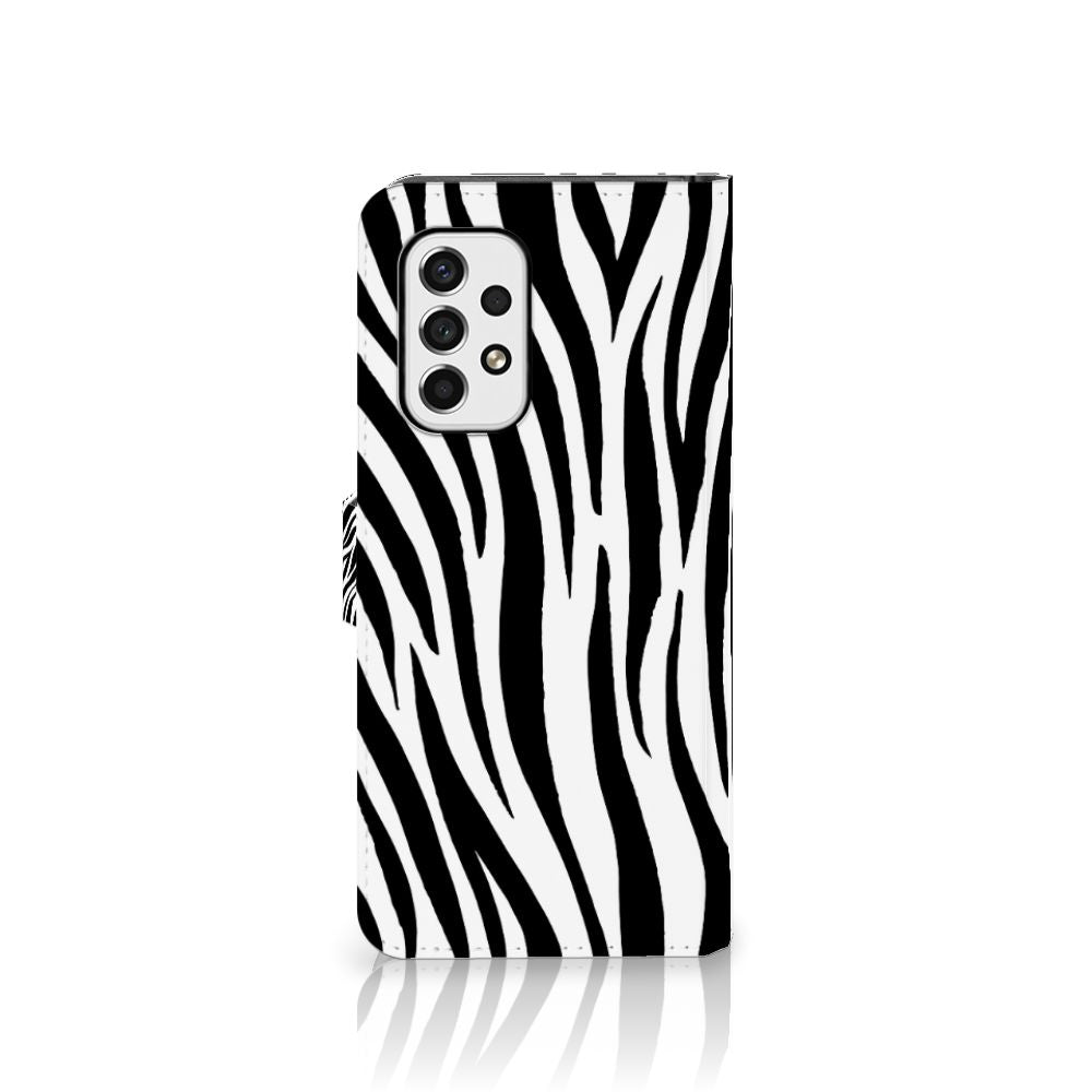 Samsung Galaxy A53 Telefoonhoesje met Pasjes Zebra zebraprint telefoonhoesje voorkant