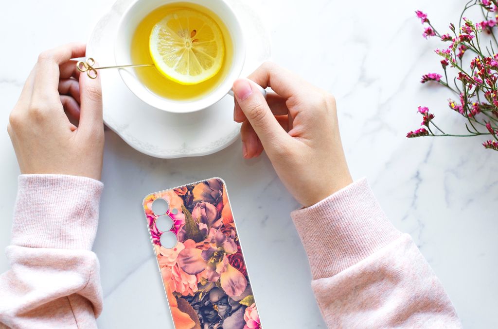 Samsung Galaxy A54 5G TPU Case Bosje Bloemen handen thee bloemen design