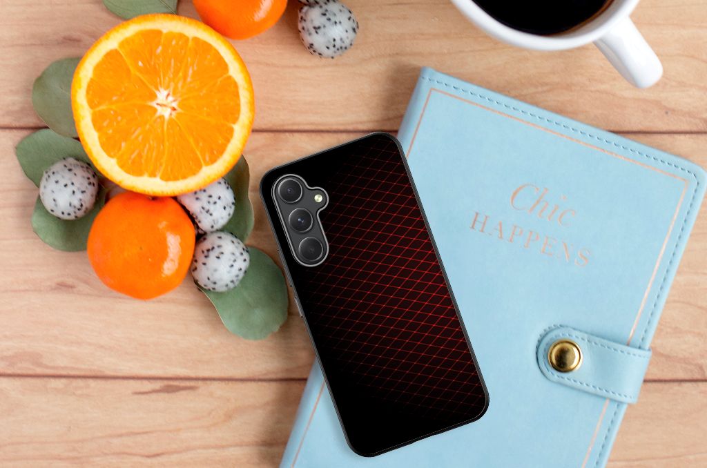 Samsung Galaxy A54 Back Case Geruit Rood back case design geruit zwart