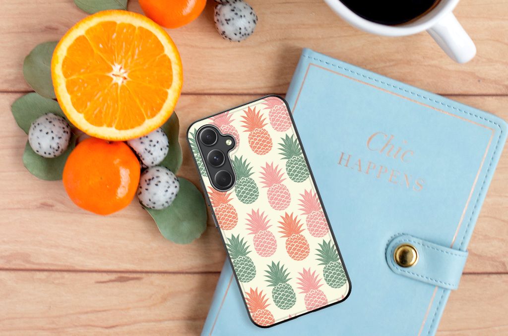Samsung Galaxy A54 Back Cover Hoesje Ananas ananas design bovenaanzicht