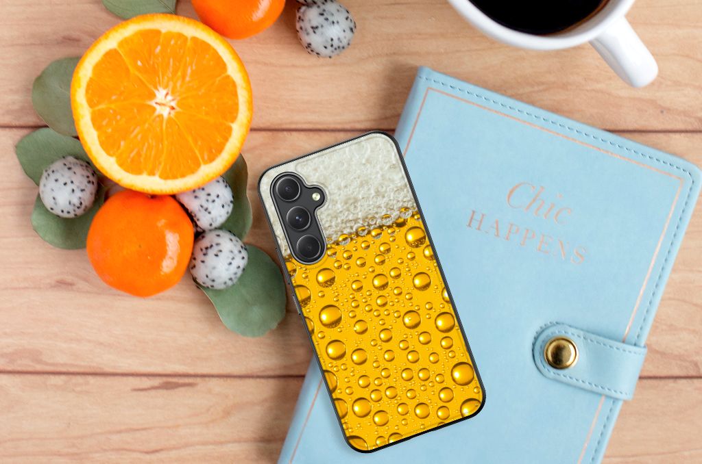 Samsung Galaxy A54 Back Cover Hoesje Bier design bierdruppels aanzicht