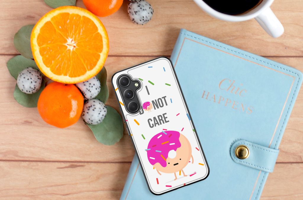 Samsung Galaxy A54 Back Cover Hoesje Donut Roze donut kleurrijk design bovenaanzicht