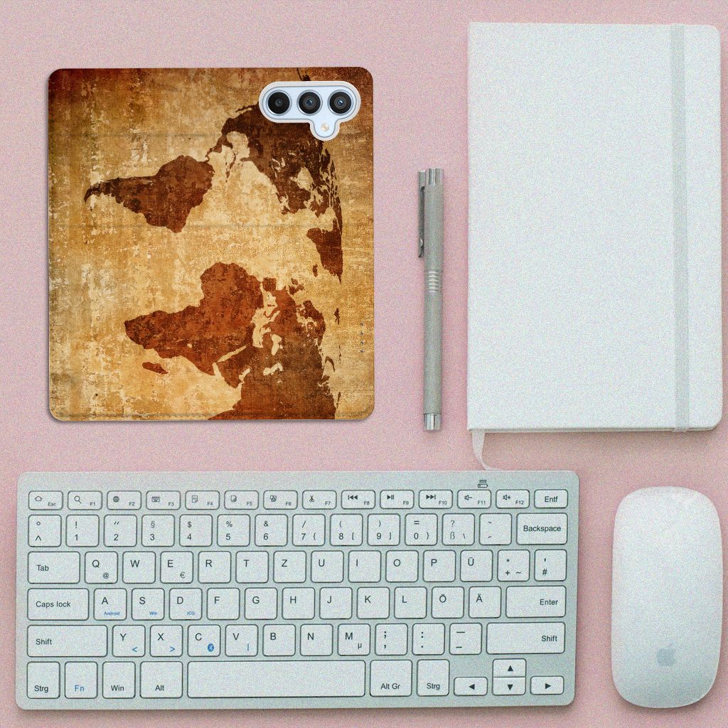 Samsung Galaxy A54 Book Cover Wereldkaart wereldkaart design bovenaanzicht