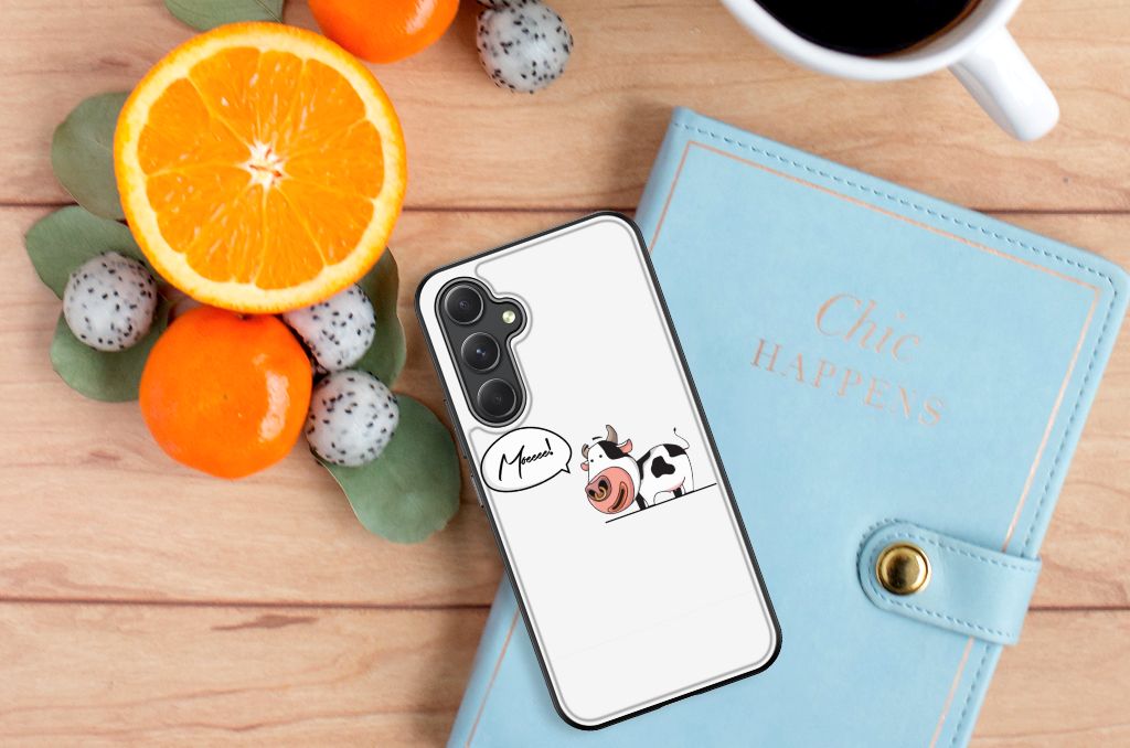 Samsung Galaxy A54 Hoesje Cow illustratie bovenkant