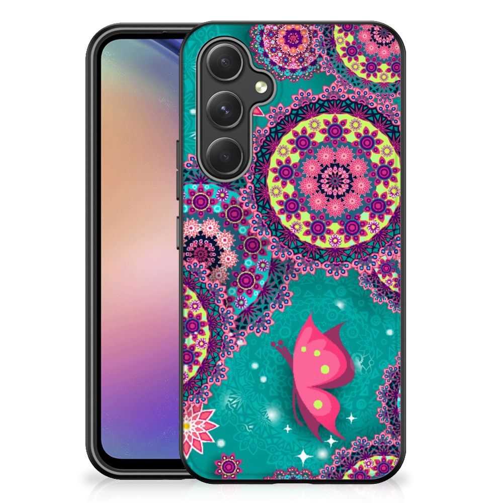 Samsung Galaxy A54 Leuk Telefoonhoesje Cirkels en Vlinders vormen print achterkant