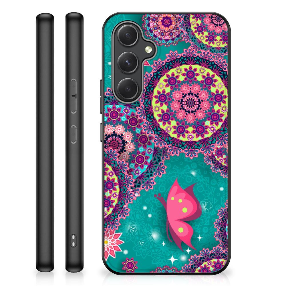 Samsung Galaxy A54 Leuk Telefoonhoesje Cirkels en Vlinders telefoonhoesje vormen print aanzicht