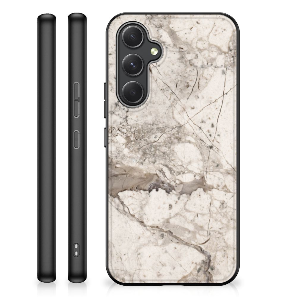 Samsung Galaxy A54 Marmeren Print Telefoonhoesje Marmer Beige back cover stenen print zijaanzicht