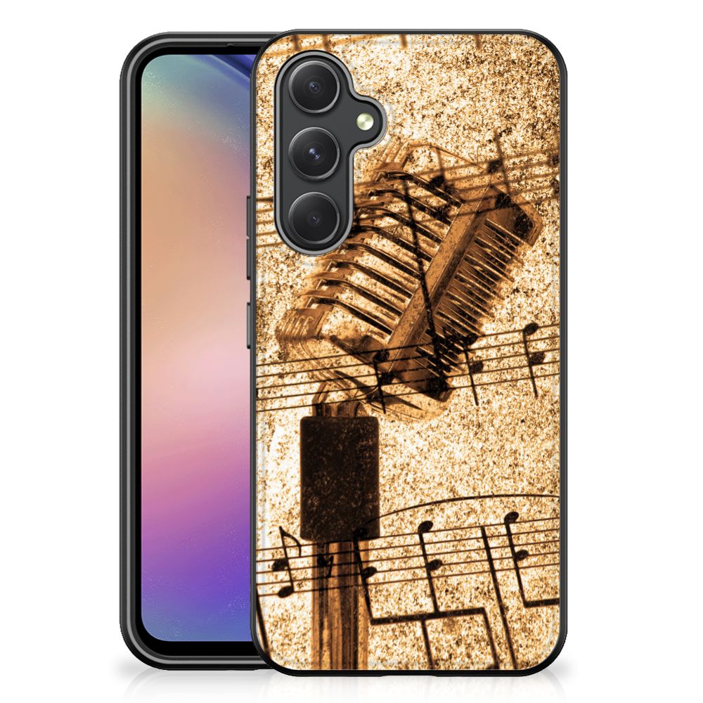 Samsung Galaxy A54 Silicone Back Case Bladmuziek vintage musical design back cover