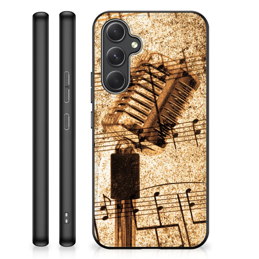 Samsung Galaxy A54 Silicone Back Case Bladmuziek vintage bladmuziek aanzicht