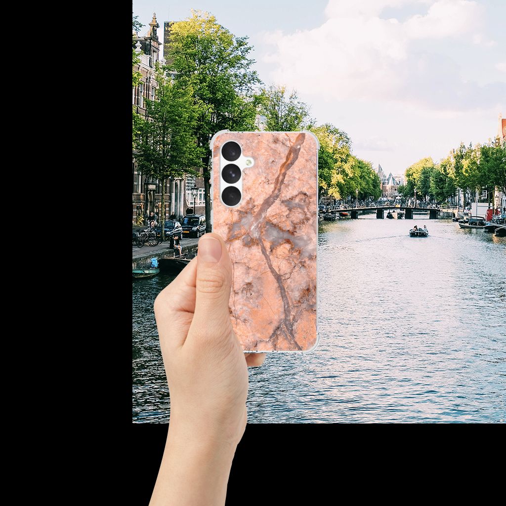 Samsung Galaxy A55 Anti-Shock Hoesje Marmer Zwart hand aanzicht