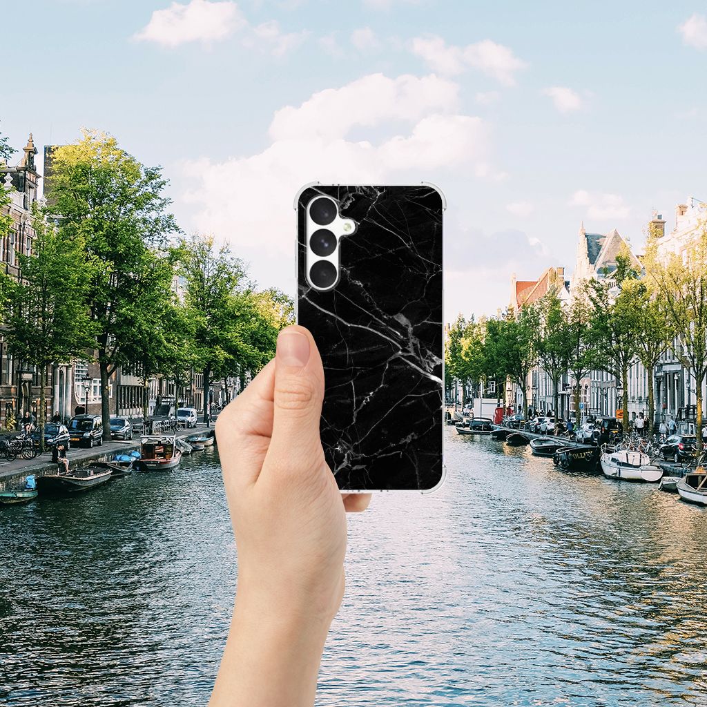 Samsung Galaxy A55 Anti-Shock Hoesje Marmer Zwart hand held water achtergrond