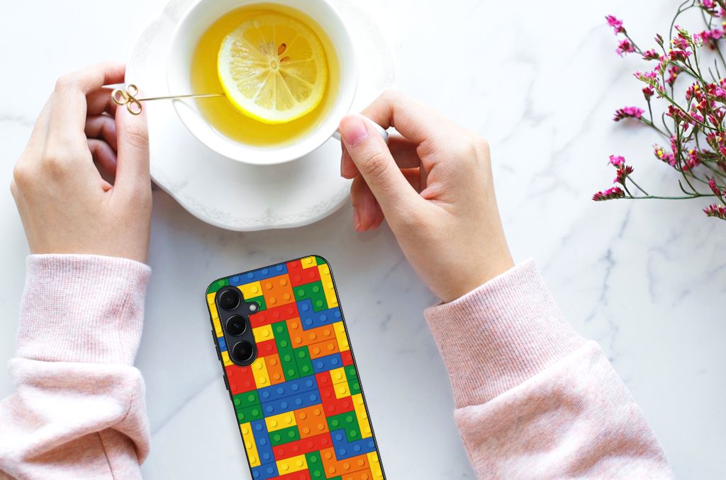 Samsung Galaxy A55 Back Case Blokken patroon bovenkant handen thee