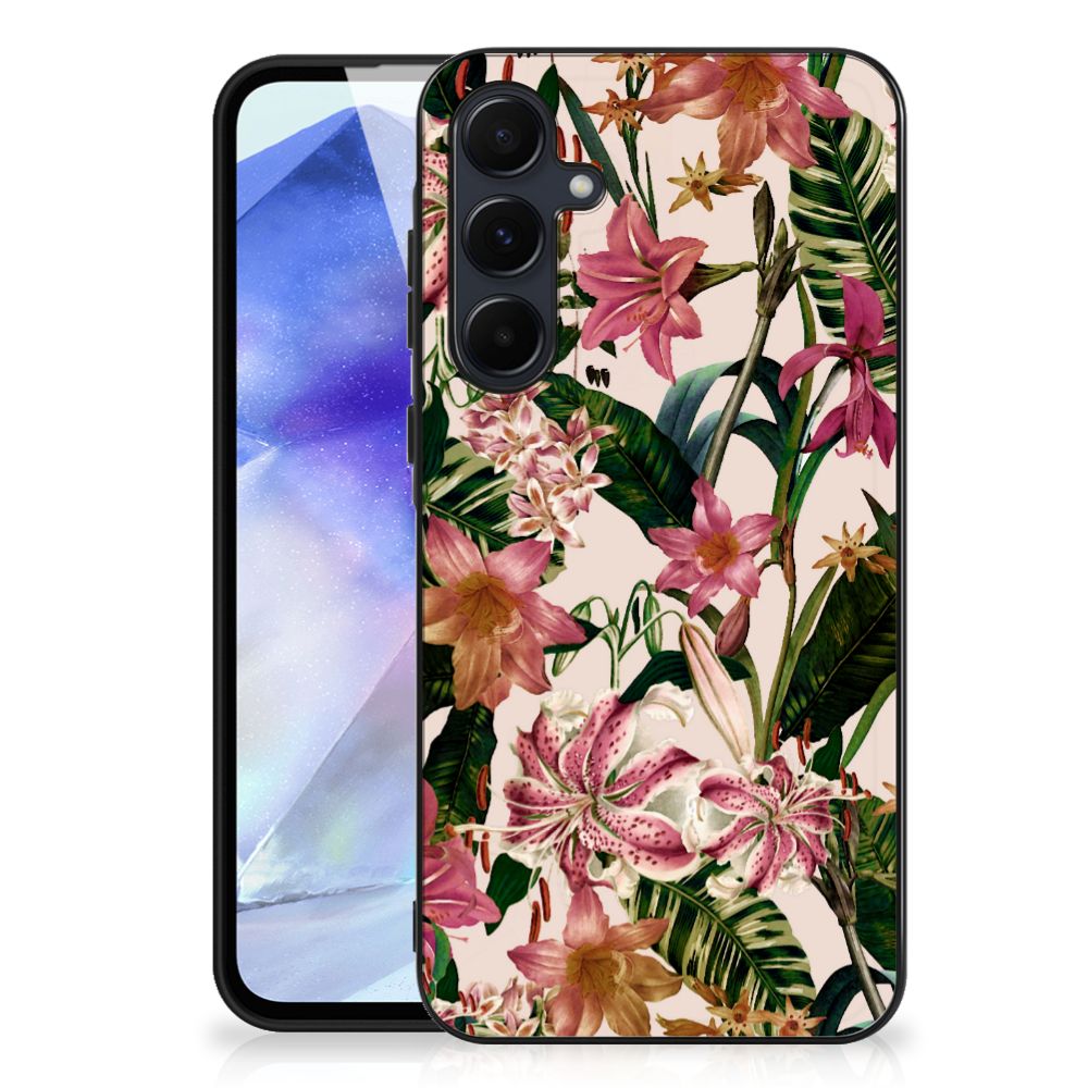 Samsung Galaxy A55 Bloemen Hoesje Flowers back cover bloemen planten voorkant
