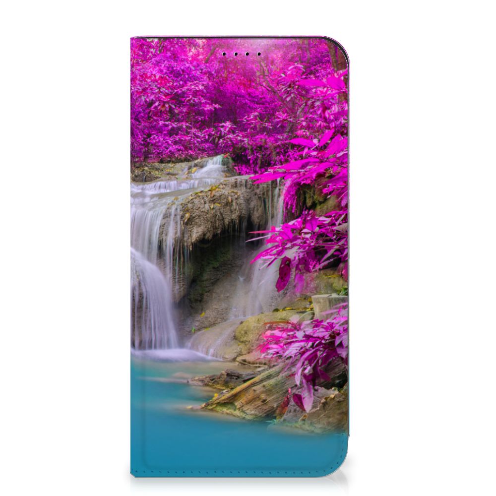 Samsung Galaxy A55 Book Cover Waterval waterval roze bloemen voorkant