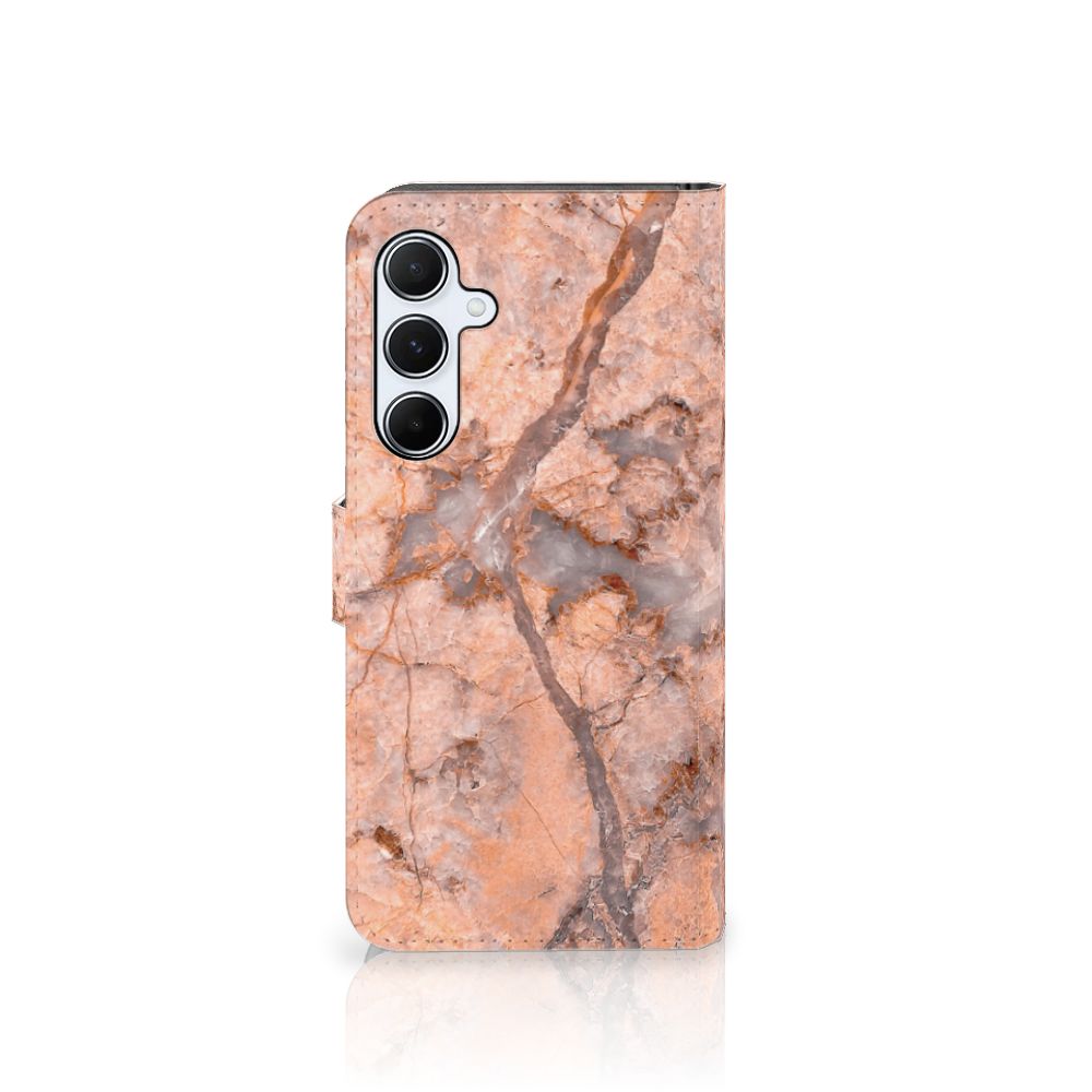 Samsung Galaxy A55 Bookcase Marmer Oranje bookcase marmer oranje achterkant