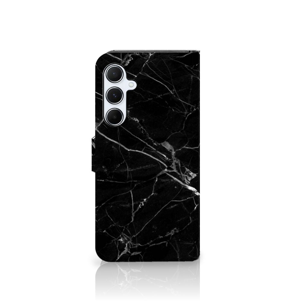 Samsung Galaxy A55 Bookcase Marmer Zwart bookcase zwart marmer aanzicht