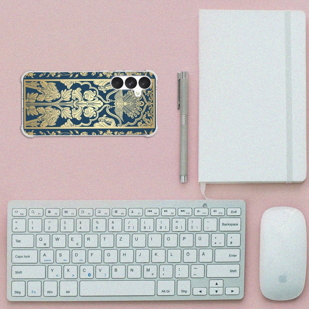 Samsung Galaxy A55 Case Beige Flowers design bovenaanzicht