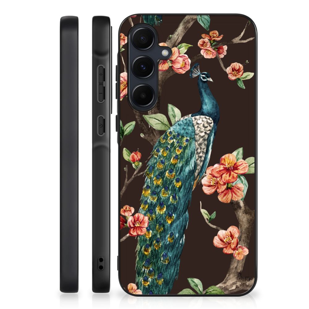 Samsung Galaxy A55 Dierenprint Telefoonhoesje Pauw met Bloemen B2C Telecom