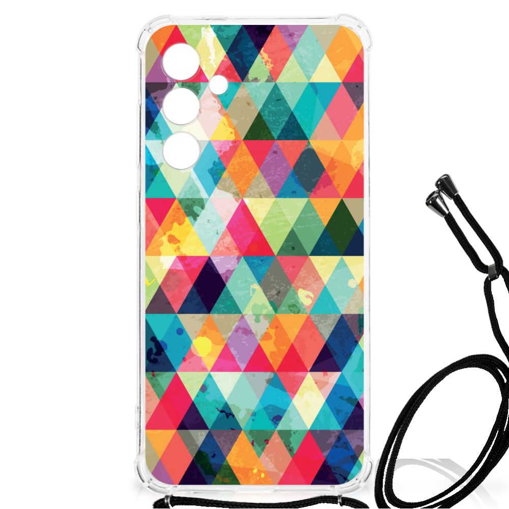 Samsung Galaxy A55 Doorzichtige Silicone Hoesje Geruit B2C Telecom